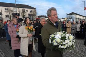 Relatives lay wreaths during the Annual Bloody Sunday Remembrance Service held at the monument in Rossville Street on Sunday morning.  Photo: George Sweeney.