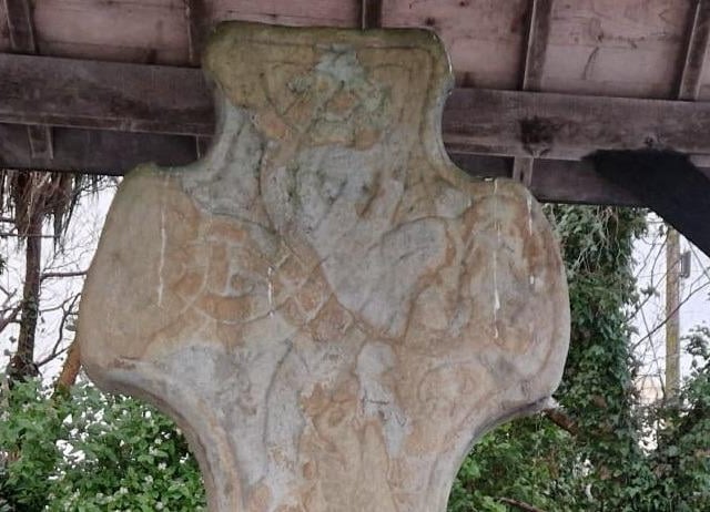 Intricate lacing on the Carndonagh Cross.