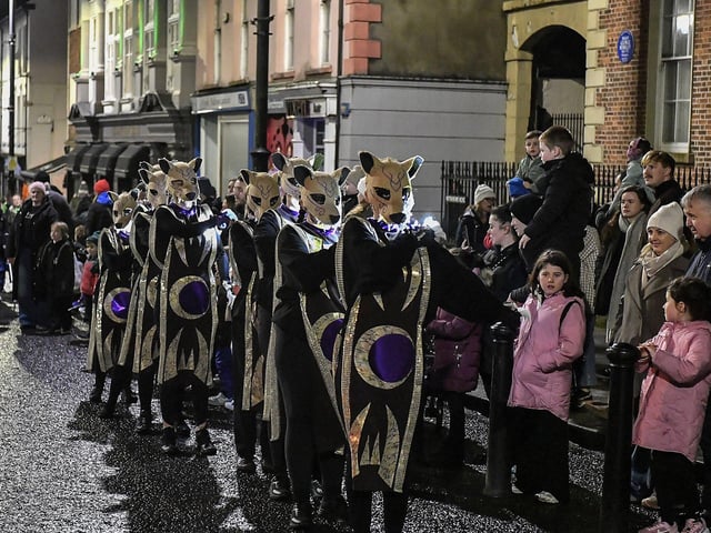 Dancing wolves roaming the Derry’s city centre on Wednesday evening.  Photo: George Sweeney