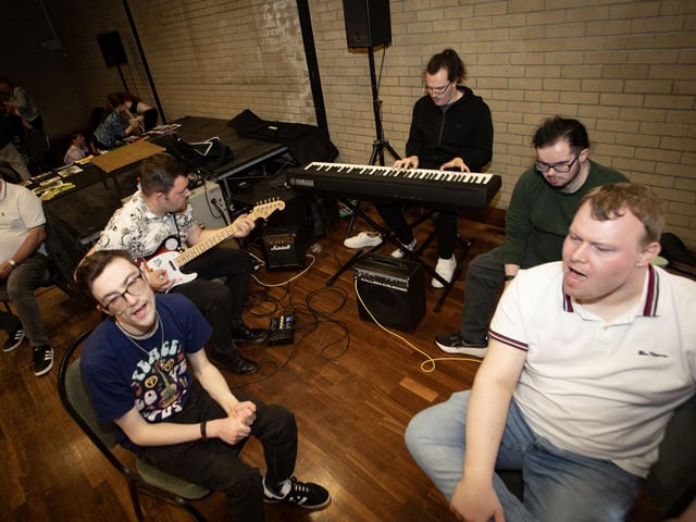 One of the young bands performing during Saturday's Party in the Park at Pilot's Row.