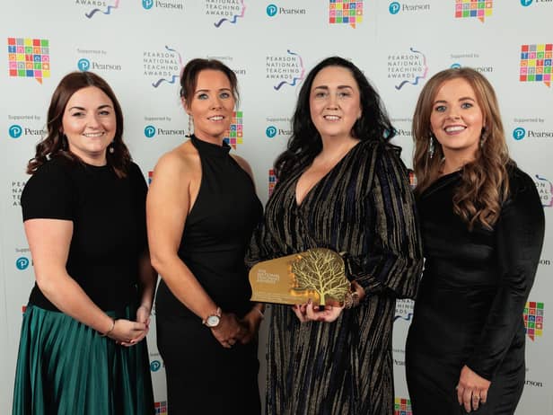 The Gold Award winning BTEC Level 3 Health Studies team: Joanna Campbell, Martina McLaughlin, Anne Marie Hunter, Curriculum Manager and Cairmeal Convery.