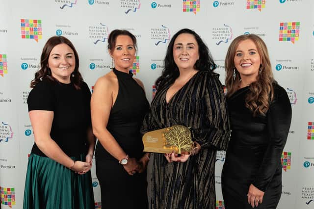 The Gold Award winning BTEC Level 3 Health Studies team: Joanna Campbell, Martina McLaughlin, Anne Marie Hunter, Curriculum Manager and Cairmeal Convery.