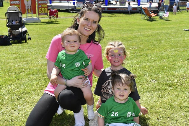 Roisin McLaughlin, Noah McLaughlin, Darla O’Connor and Grace McLaughlin from Buncrana were at the Kids Fest held at the Shore Front, in association with the Buncrana Music Festival. Photo: George Sweeney