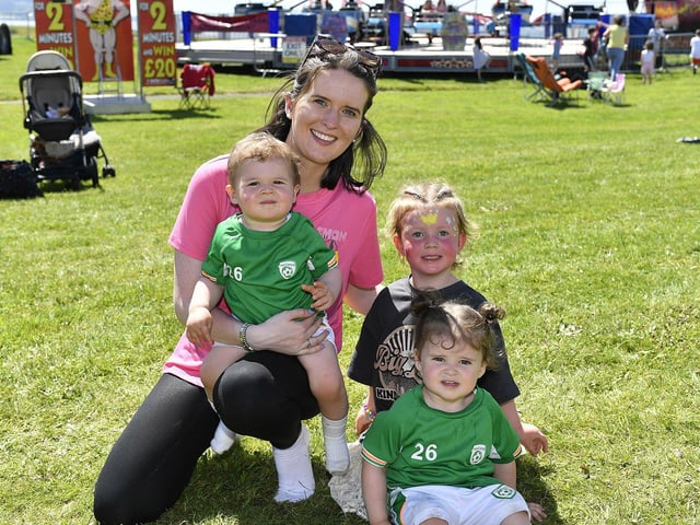 Roisin McLaughlin, Noah McLaughlin, Darla O’Connor and Grace McLaughlin from Buncrana were at the Kids Fest held at the Shore Front, in association with the Buncrana Music Festival. Photo: George Sweeney