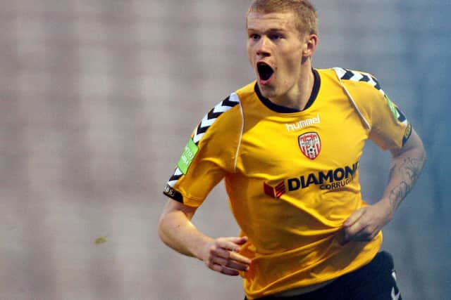 James McClean celebrates scoring for Derry City back in 2011.
