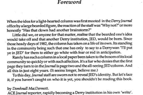 The late Domhnall MacDermott points the finger at the boss in this foreword to The Best of JED.