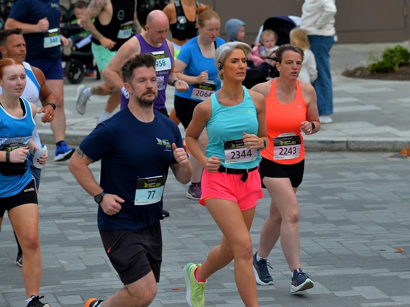 The 2024 Waterside Half Marathon competitors leave Ebrington Square. Photo: George Sweeney
