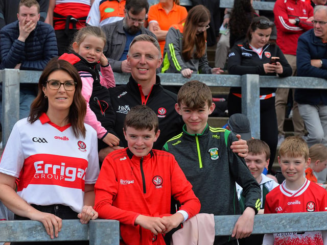 Derry fans at the game against Armagh in Celtic Park. Photo: George Sweeney