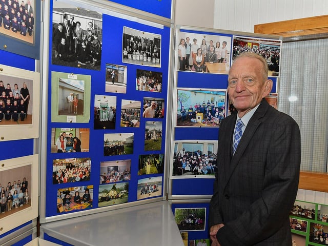 John Doherty, who worked for 16 years at St Oliver Plunkett’s Primary Schoo,l attended the school’s 50th anniversary celebrations on Thursday evening.