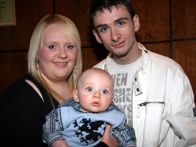 Daryl celebrates his 21st birthday with his girlfriend Stacey and baby Ben 0050JML : Daryl Harrigan celebrating his birthday.