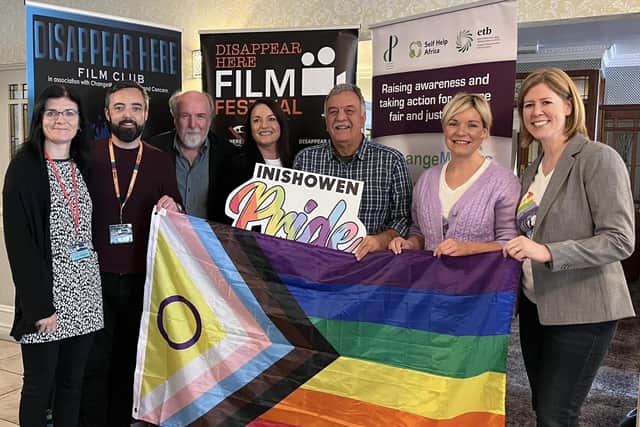 Representatives from the Disappear Here Film Club and Inishowen Pride.