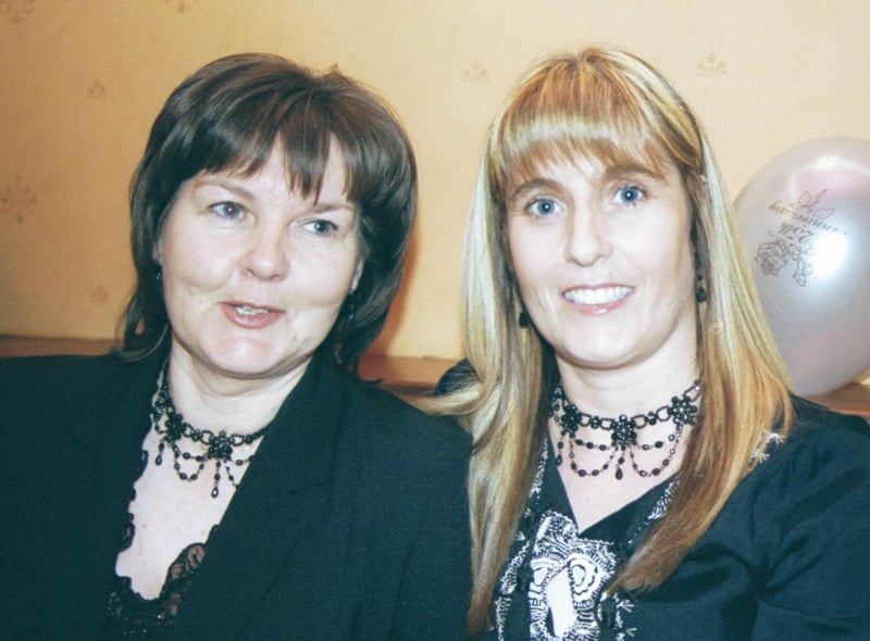 Ann McDonagh pictured with old friend Kitsy McCourt at the Crescent Bar. 160103S15:2003 Party Pics