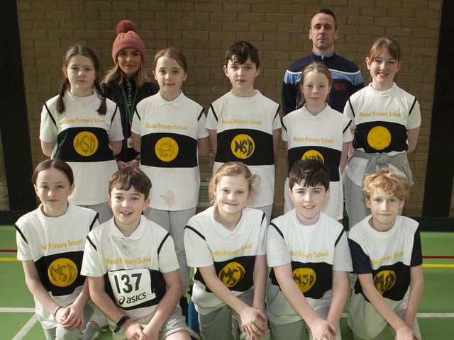 The Model PS team which took part in the Bogside and Brandywell Health Forum’s Young People’s 5k Dash & Obstacle Challenge around the Urban Village Area on Thursday morning last.