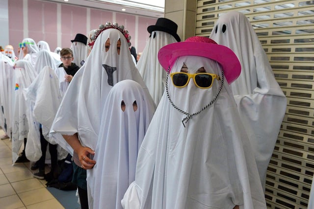 Some of the ghosts and ghouls gathered at Foyleside Shopping Centre on Sunday afternoon for the ‘Squadghouls’ Halloween event.  Photo: George Sweeney.  DER2244GS – 005