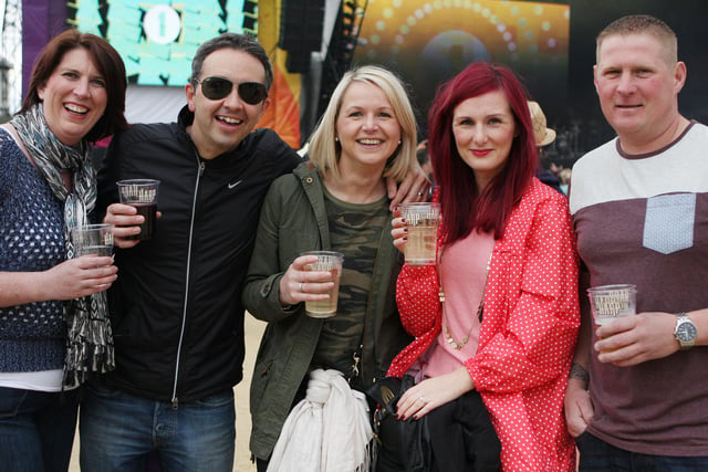 Alisha, Damian, Fiona, Fiona and Stephen at the One Big Weekend in Derry.  (2805jB201)