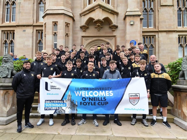 Ready for action ahead of the official Foyle Cup parade through the city.