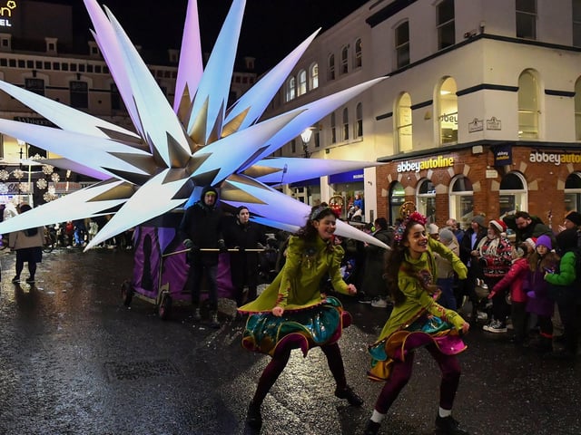 The Derry Magical Christmas procession makes its way around the city centre on Friday evening. Photo: George Sweeney