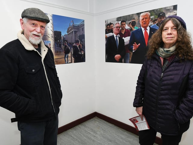 Frankie Kelly and Susan Reed were pictured at the "Art as Protest" exhibition in the Eden Place Arts Centre, Pilots Row.