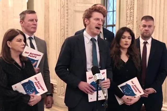 Sinéad McLaughlin with her SDLP colleagues at the launch of the party's ‘Our European Future’ policy paper.