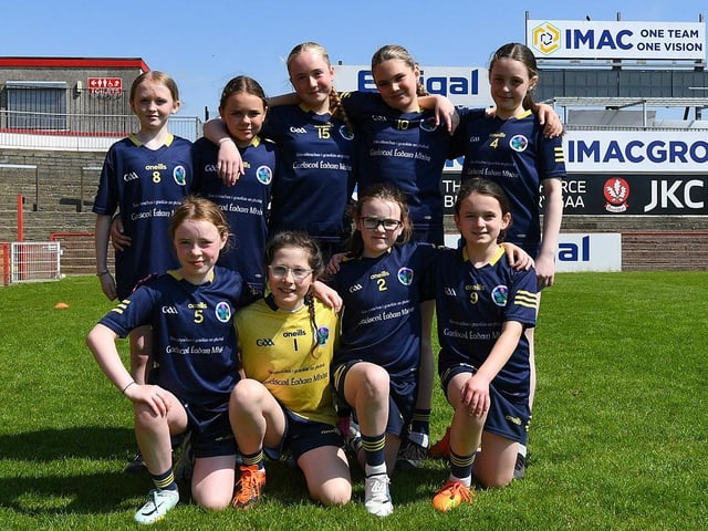 Derry Primary Schools Girls' Finals at Celtic Park: Gaelscoil Eadain Mhoir. Photo: George Sweeney.