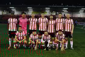 Derry City’s starting eleven against Ballymena United.  Photograph: George Sweeney