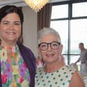 Maureen Collins and Jacqui Loughrey celebrating the 18th birthday of the Pink Ladies Support Group in the City Hotel & Hive Cancer Support launch July 2023
 (Photo - Deirdre Heaney, nwpresspics)