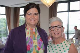 Maureen Collins and Jacqui Loughrey celebrating the 18th birthday of the Pink Ladies Support Group in the City Hotel & Hive Cancer Support launch July 2023
 (Photo - Deirdre Heaney, nwpresspics)