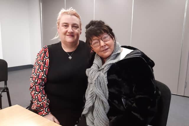 Michael McGinley's daughter Gillian McElholm with his niece Christine Deehan.