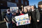 'SKEOGE UNITED' PEACE PLUS LAUNCH. . . . Group pictured at Monday's launch of the Greater Shantallow Area Partnership's 'Skeoge United' - a PeacepPlus funded project. The project will deliver a range of peace building and reconciliation programmes across the Skeoge area, building community cohesion locally and connecting with other communities across the city as well as on a cross-border basis. From left are Charles McDaid, chair, GSAP, Nicola Mullan, Co-Ordinator, Skeoge Hub, Sean Carlin, Community Development Manager, GSAP, Fiona Lafferty, Project Officer, Derry City and Strabane District Council, Rory McParland, Manager, GSAP, Mollie McMonagle, Programme Officer, GSAP and Darren Kirby, Neighbourhood Renewal Strategy Manager, GSAP. (Photos: Jim McCafferty Photography)