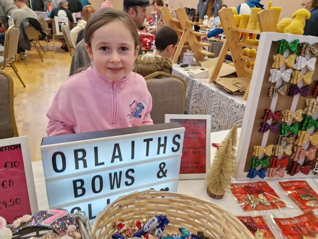 Erin working hard on the Orlaith's Bows and Clips stand.