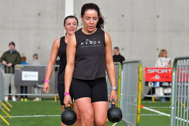 Competitor in the Maiden City Hyrox 3.0 Fitness Challenge held at Sean Dolans GAC on Saturday. Photograph: George Sweeney