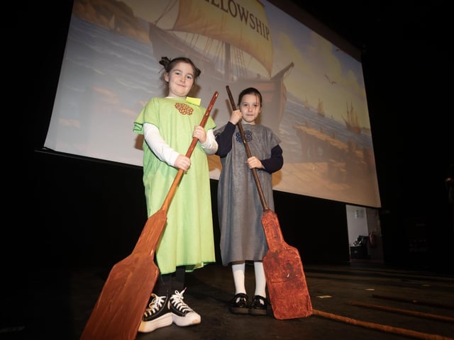 Two of the young actors from Long Tower PS pictured on stage during Friday's production. : .