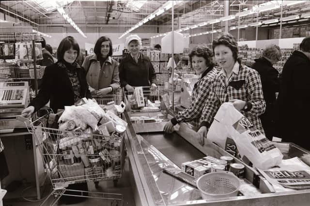 The new 16,000 sq ft Kelly's Super Value Foods supermarket in Drumahoe opens as the first cash and carry available to the public in the city. A tin of Heinz beans at the time was 11p, six large eggs 19p and 200 cigarettes cost £3.65.