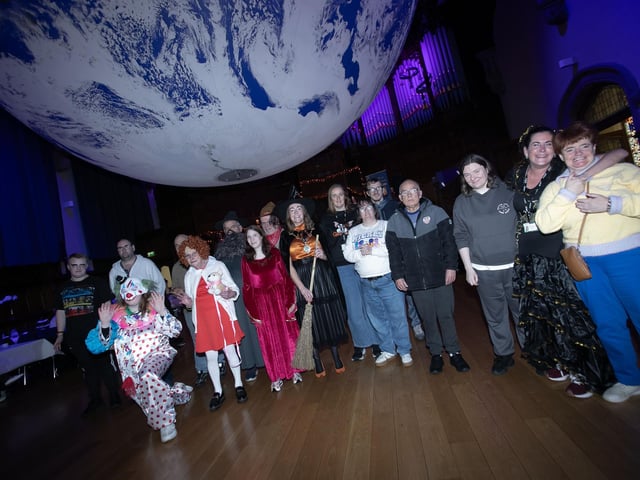 The Mayor, Grace Ui Niallais pictured with some of the group from Destined at Monday's Halloween Tea Dance in the Guildhall.