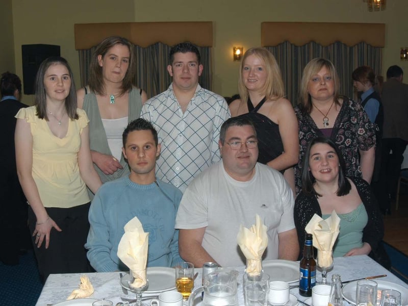 Olivia Cooke, Kelly Cooke, David Hider, Charlene Hyndman, Graham Cooke, Dorothy Pilling, Brian Neely and Carolann Cooke pictured at the Brigade Disabled Respite Project Christmas party at the Broomhill Hotel.
