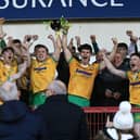 Desertmartin’s players celebrate their victory over Greenlough in the McFeely Group Derry Club Intermediate Championship final held in Celtic Park, on Sunday. (Photo - Tom Heaney, nwpresspics)