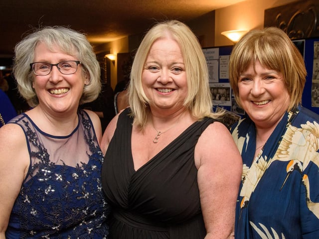 Rosemary Iliff, Geraldine Hickey and Christine Deane pictured at Londonderry Musical Society’s 60th Anniversary dinner in the White Horse Hotel. Picture Martin McKeown. 14.01.23