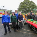 From left are Jack Le Masurier (Scoil Mhuire), Fianna McCool (Moville Community College), Ella McCarron (Deele College) and Aaron Kerr (Royal and Prior). Gillian Maxwell (Rural Action), Buncrana Station officer Don Magee, Donegal Fire Service, Donna McCloskey (Triax Neighbourhood Management Team - TNMT), Garda Colm Mooney, Roads Policing Unit, Buncrana,  Sharon Semple, Better Together Project, David McSpadden, paramedic, National Ambulance Service, Ollie Warnock (Road Safe NI) and Debbie Mullan, Vice Chair, Life After).