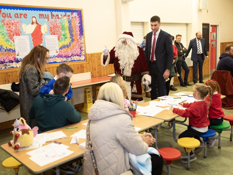 Special guest at the Hollybush PS Open Day was no other than Santa Claus himself, accompanied by Mr. Cahir O'Connor.