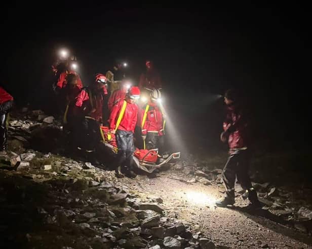 Donegal Mountain Rescue (DMR) said its volunteers were tasked by the National Ambulance Service to assist the climber who had ‘slipped and sustained a lower leg injury’ shortly after 8pm.