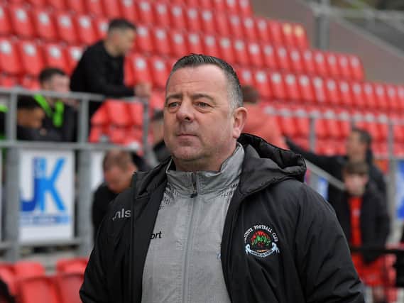 Institute manager Brian Donaghey watched his side concede two second half goals in their defeat to Ballinamallard United.