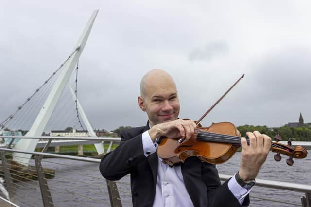 Krzysztof Rucinski, violinist with the Ulster Orchestra was in Derry to today to help promote a season of events coming to the City next month. Pictures by Darron Mark Photography | DMfotoNI