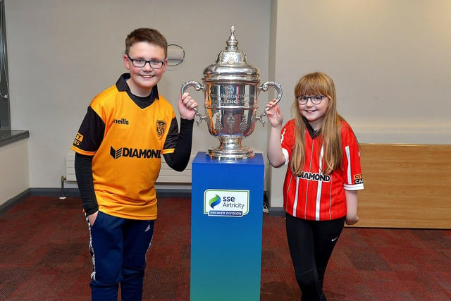 Derry City fans pictured with the FAI Cup at the Ryan McBride Brandywell Stadium on Thursday evening last.