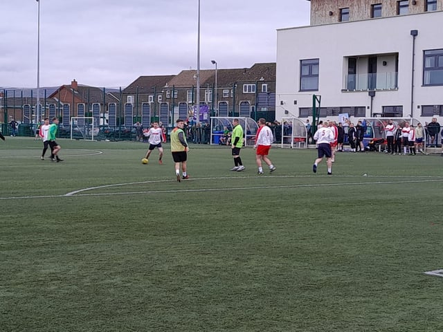 Footballers at the Galliagh Community Response (GCR) Memorial Cup in memory of Bronagh McLaughlin and Caitlin McLaughlin last Saturday.