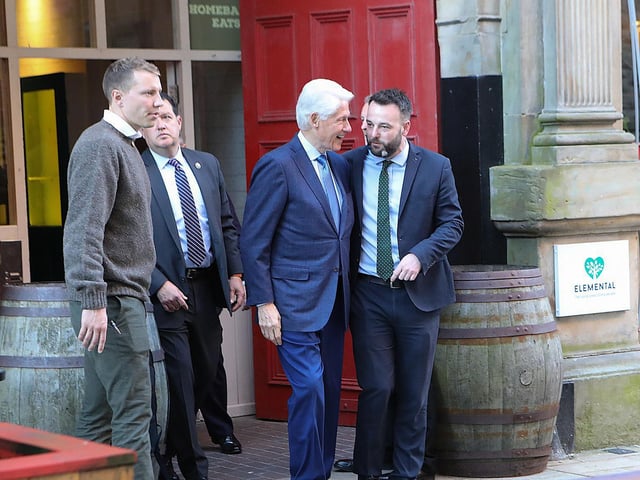 Bill Clinton with Colum Eastwood in Guildhall Street