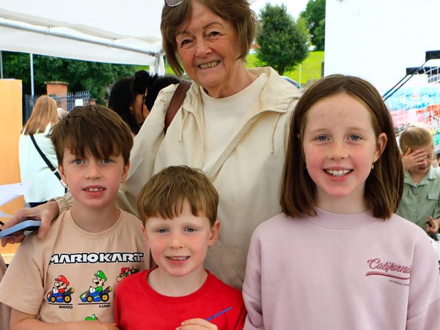 Teresa McCay with Donal, Brendan and Darra at the Féile Family Festival held in the Gasyard Centre. (Photo - Tom Heaney, nwpresspics) : .