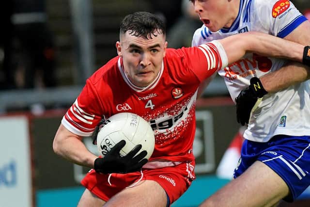 Diarmuid Baker was superb as Derry defeated Westmeath to make the All Ireland knockout phase. Photo: George Sweeney