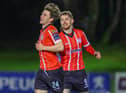 Ollie O'Neill celebrates his goal against UCD at the Belfield. Photograph by Kevin Moore.