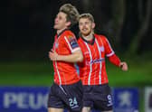 Ollie O'Neill celebrates his goal against UCD at the Belfield. Photograph by Kevin Moore.
