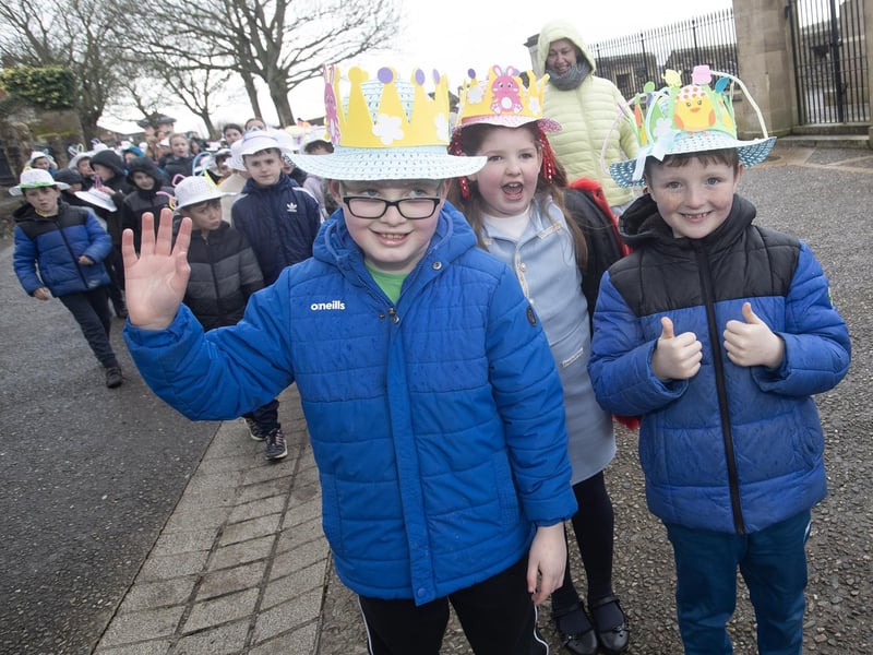 Fun on the Walls during Wednesday's Easter Bonnet Parade by local primary schools.